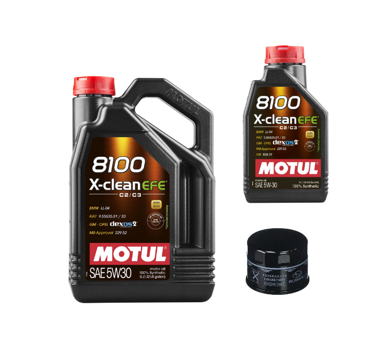 Oil Change Kit Motul 8100 5W30 X-CLEAN EFE Subaru WRX 2015-2021 / Forester XT 2014-2018 - Dirty Racing Products