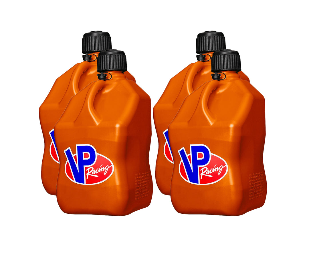VP Racing 5.5-Gallon Motorsport Container - Set of 4 - Orange Jug, Black Cap - Dirty Racing Products