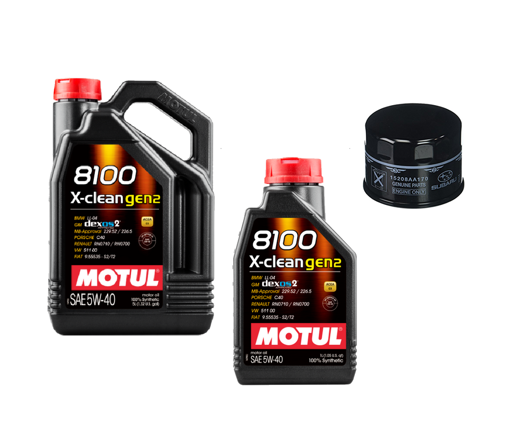 Oil Change Kit Motul 8100 5W40 X-CLEAN Gen 2 Subaru WRX 2015-2021 - Dirty Racing Products