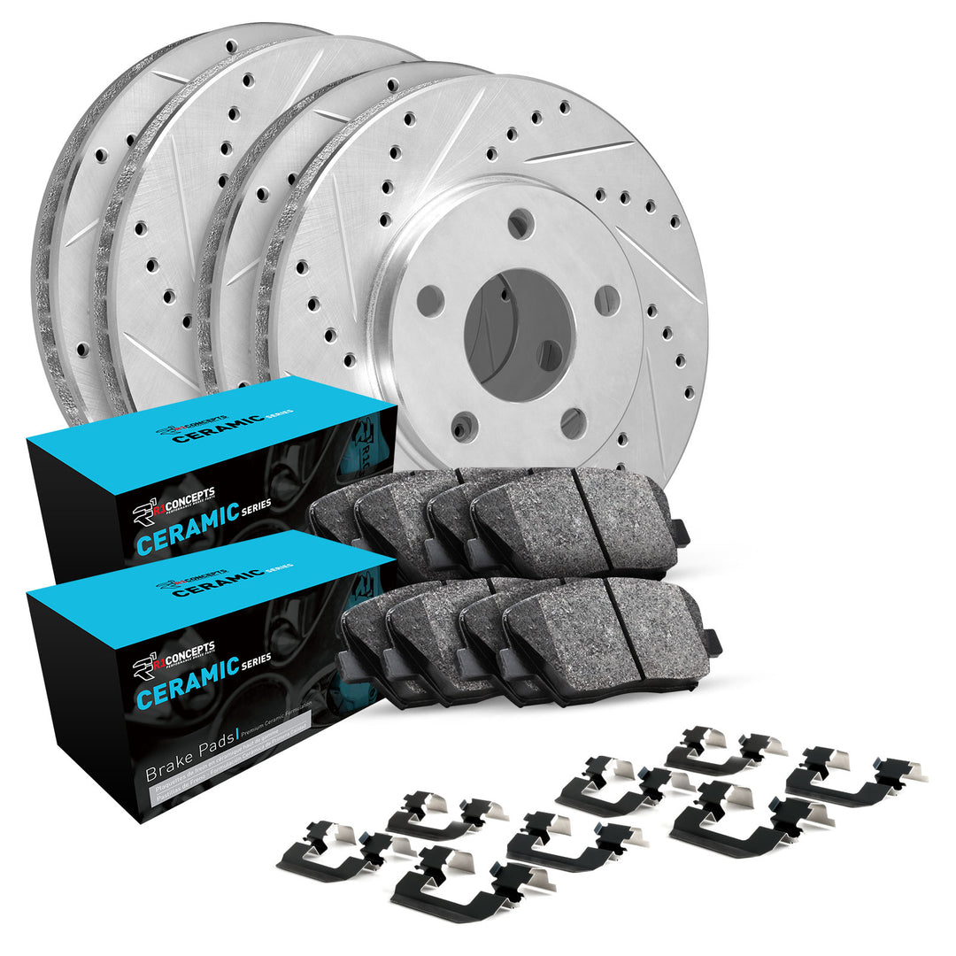 R1 Concepts E-Line Series Brake Rotor D/S Silver w/Ceramic Pads Subaru Forester 2013-10, Impreza 2014-11, Legacy 2014-13, Outback 2014-13, WRX 2014-12 - Dirty Racing Products