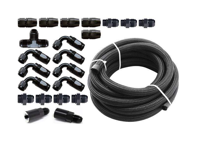 Torque Solution Braided Fuel Line Kit for -6 Aeromotive FPR Subaru WRX 2002-2014, STI 2007+, LGT, FXT - Dirty Racing Products
