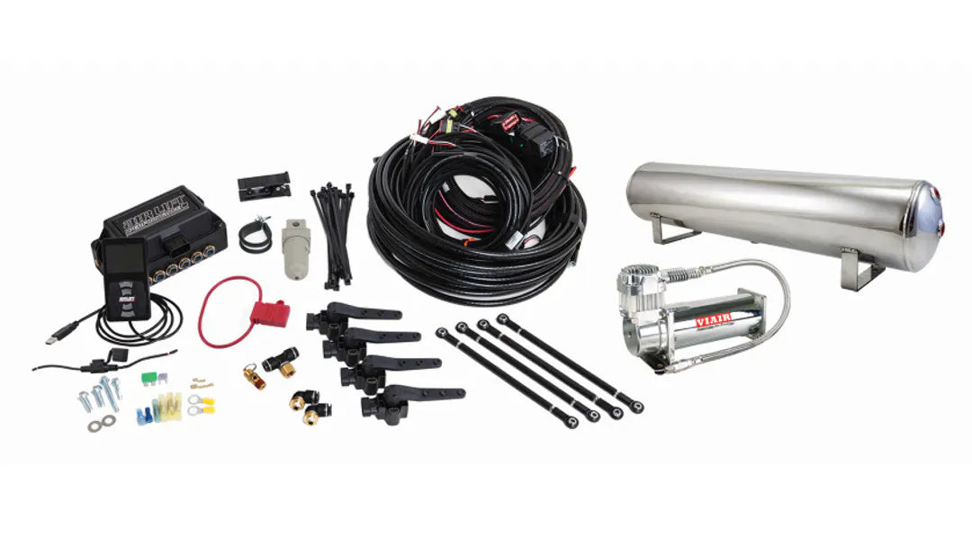 Air Lift Performance 3H (3/8" Air Line, 4 Gallon 5-Port Polished Tank, VIAIR 444C Compressor) - Dirty Racing Products