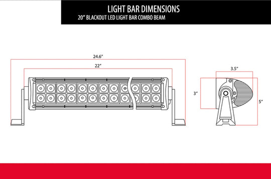 Body Armor 4x4 20" Blackout LED Light Bar Combo Beam With Wire Harness