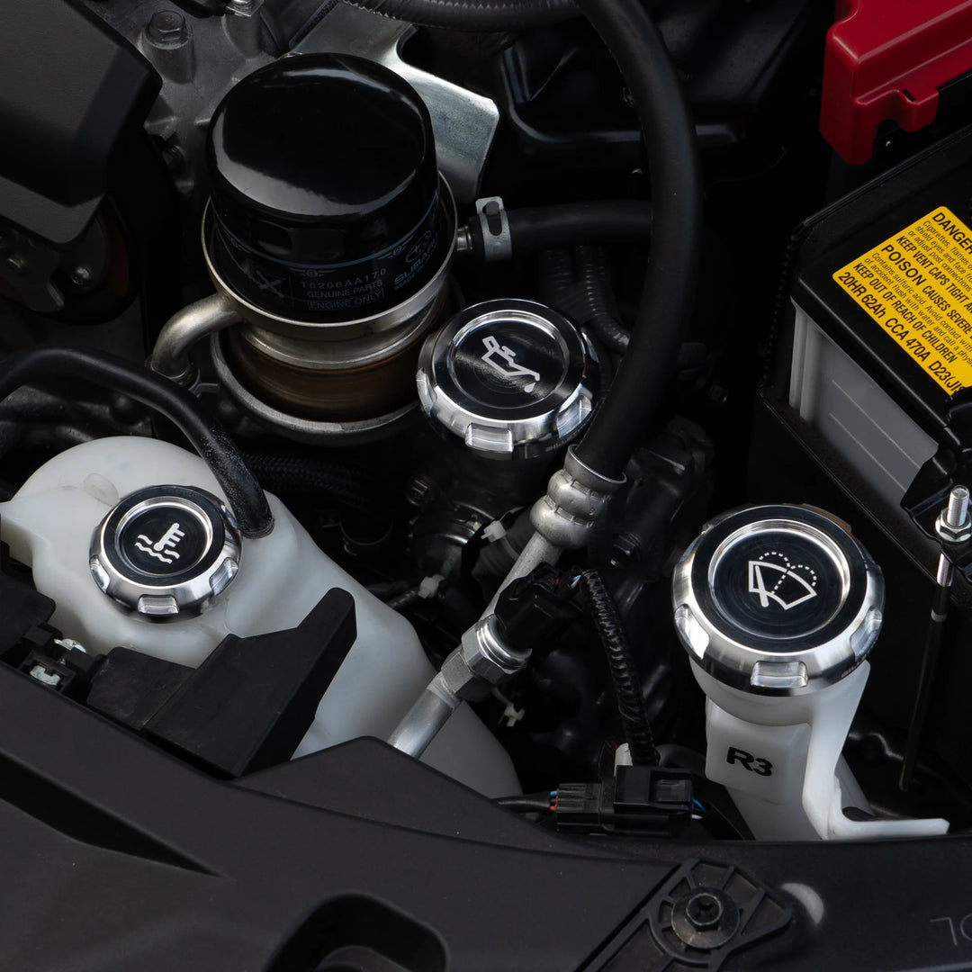 Billetworkz Zero Series Engine Bay Caps - Fluid Engraving - Subaru WRX / STI 2008-2014