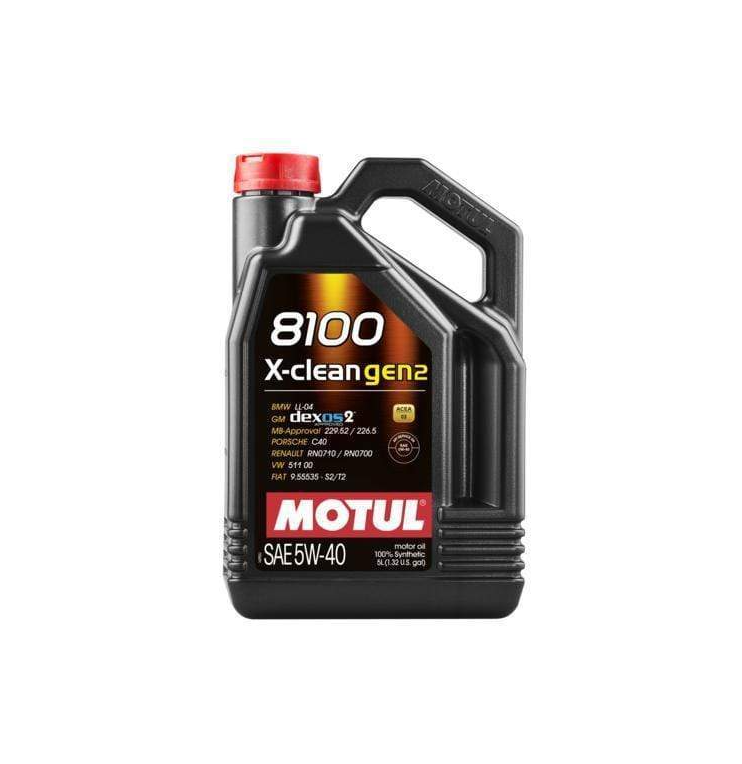 Motul 8100 X-Clean 5W40 Gen 2 Engine Oil - 5L (1.32 gal.) - Dirty Racing Products
