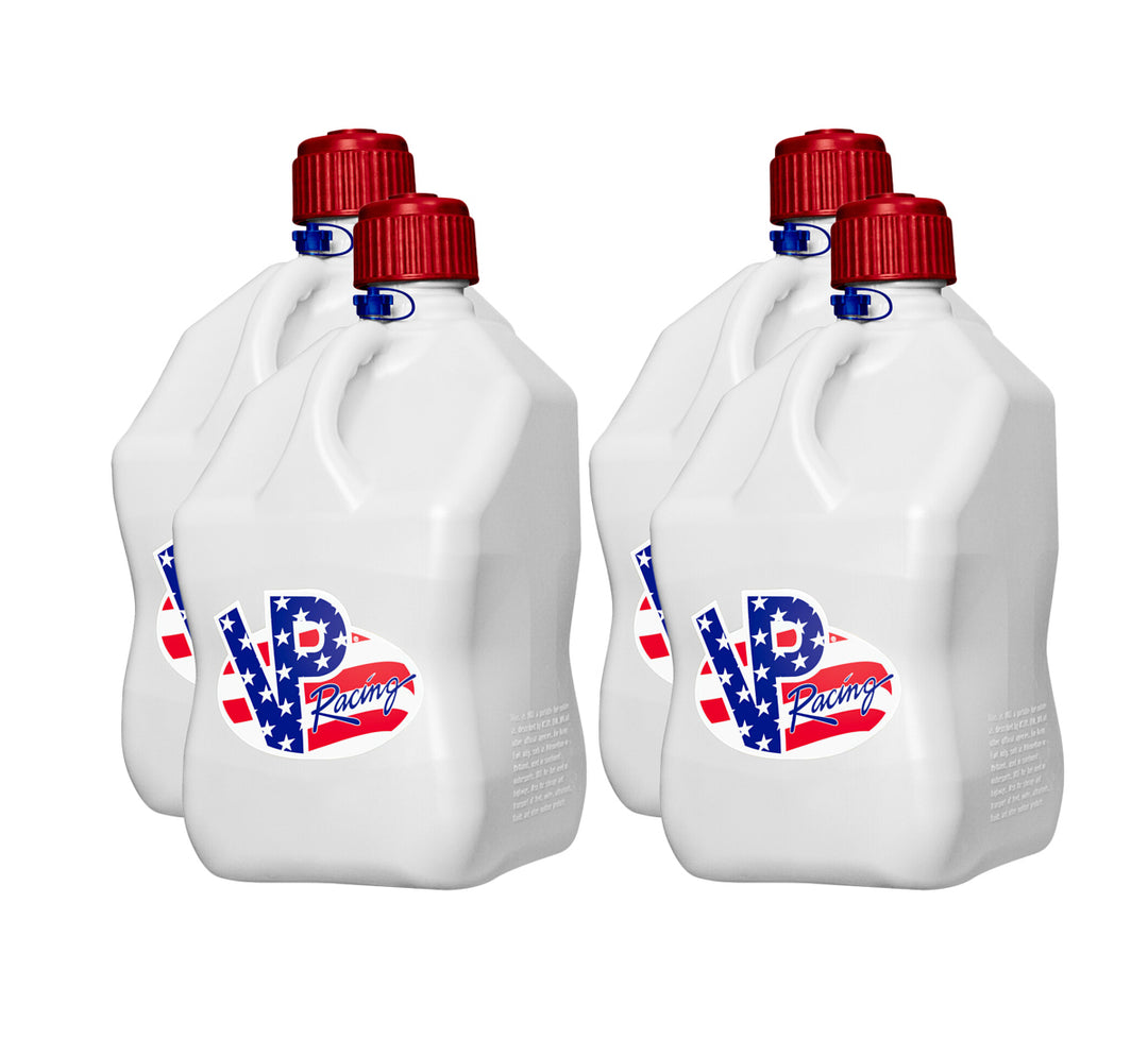 VP Racing 5.5-Gallon Motorsport Container - Set of 4 - White Jug, Red Cap - Dirty Racing Products