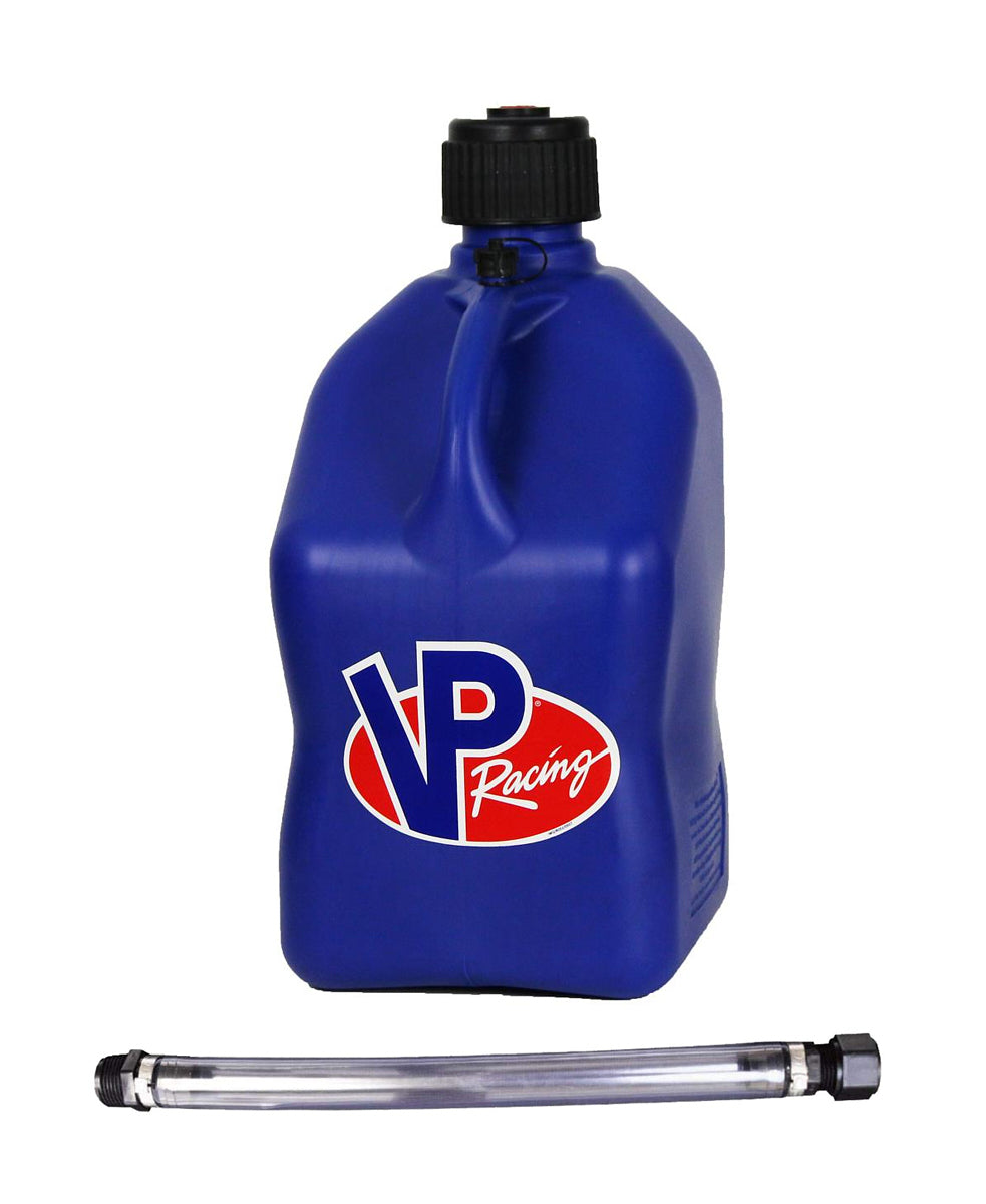 VP Racing 5.5-Gallon Motorsport Container - Blue Jug, Black Cap w/Filler Hose - Dirty Racing Products