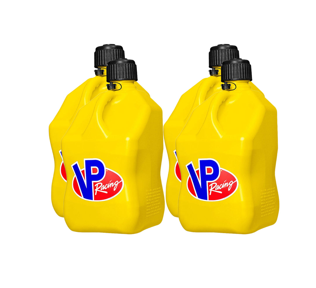 VP Racing 5.5-Gallon Motorsport Container - Set of 4 - Yellow Jug, Black Cap - Dirty Racing Products
