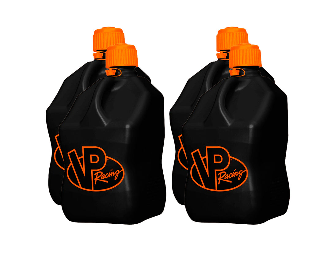 VP Racing 5.5-Gallon Motorsport Container - Set of 4 - Black Jug, Orange Cap - Dirty Racing Products