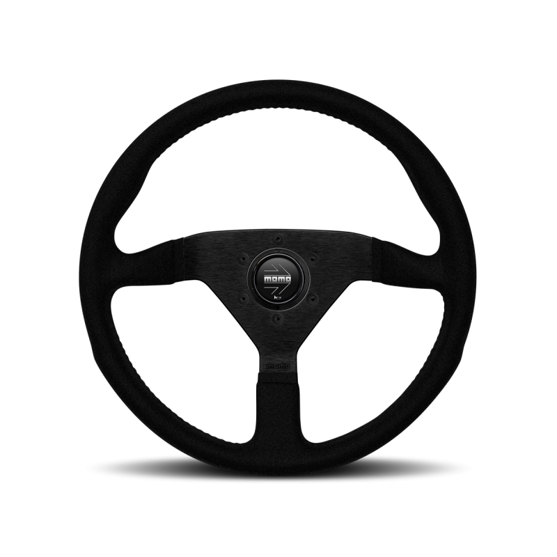 MOMO Montecarlo Alcantara Steering Wheel 320 mm - Black/Black Stitch/Black Spokes - Dirty Racing Products