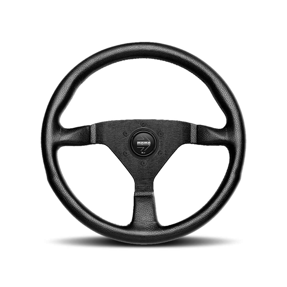 MOMO Montecarlo Steering Wheel 350 mm - Black Leather/Black Stitch/Brushed Black Anodized Spokes - Dirty Racing Products