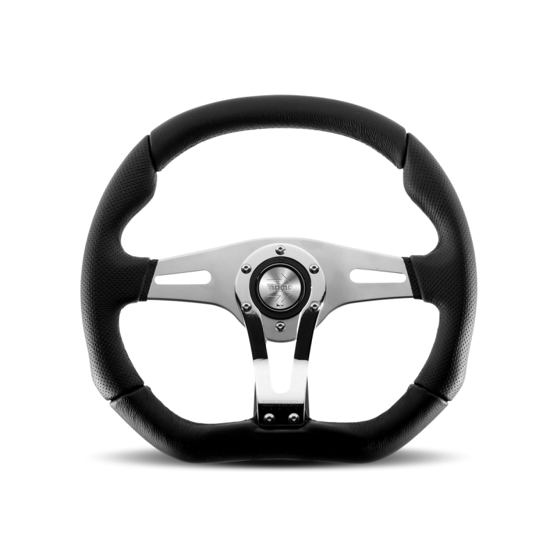 MOMO Trek R Steering Wheel 350 mm Black AirLeather/Brushed Aluminum Spokes/Gray Stitch - Dirty Racing Products