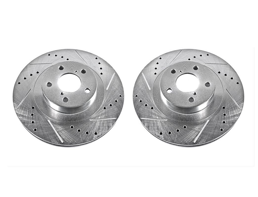 Power Stop Evolution Drilled & Slotted Front Rotors - Pair - Subaru WRX 2004-2007 / Legacy / Forester / Outback - Dirty Racing Products