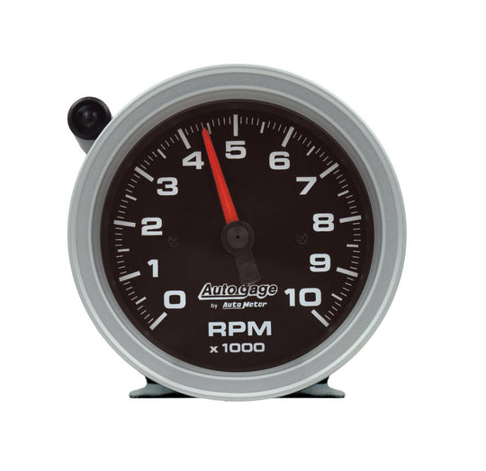 AutoMeter Tachometer Gauge 10K RPM 3 3/4in Pedestal w/Ext. Shift-Light - Black Dial/Black Case - Dirty Racing Products