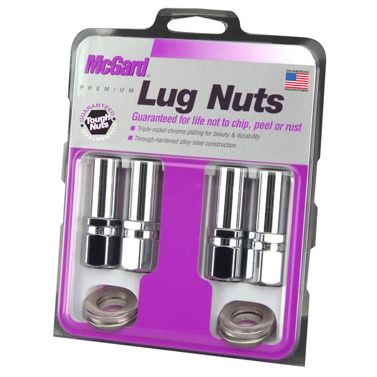McGard Hex Lug Nut (Drag Racing X-Long Shank) 1/2-20 / 13/16 Hex / 2.475in. Length (4-Pack) - Chrome - Dirty Racing Products