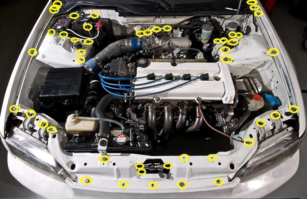 Honda Civic EG (1992-1995) Titanium Dress Up Bolts Full Engine Bay Kit - Dirty Racing Products