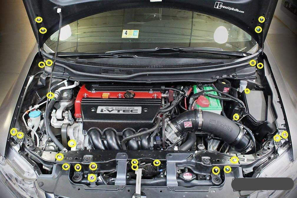 Dress Up Bolts Titanium Ti Engine Bay Kit Honda Civic (2012-2015) - Dirty Racing Products