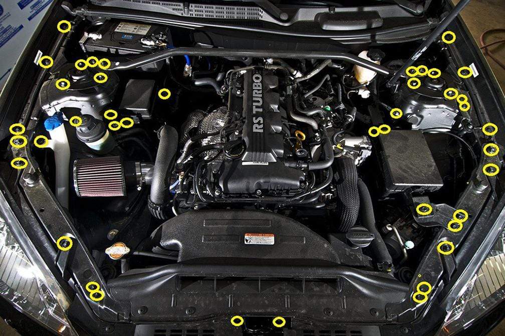 Hyundai Genesis Coupe (2009-2016) BK Titanium Dress Up Bolts Full Engine Bay Kit - Dirty Racing Products