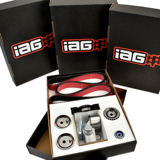 IAG Timing Belt Kit with IAG Red Racing Belt, Timing Guide, Adjustable Idlers & Tensioner for 02-14 WRX, 04-21 STI, 05-12 LGT, 04-13 FXT - Dirty Racing Products