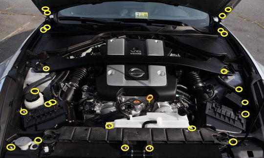 Nissan 370Z (2009-2019) Z34 Titanium Dress Up Bolts Engine Bay Kit - Dirty Racing Products