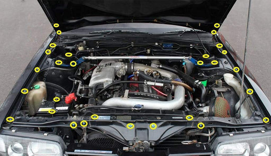 Dress Up Bolts Titanium Hardware Engine Bay Kit - Nissan Skyline GTS-R (R31) - Dirty Racing Products