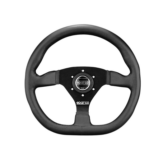 Sparco 3-Spoke L360 Series Street Racing Black Leather D-Shape Steering Wheel - Dirty Racing Products