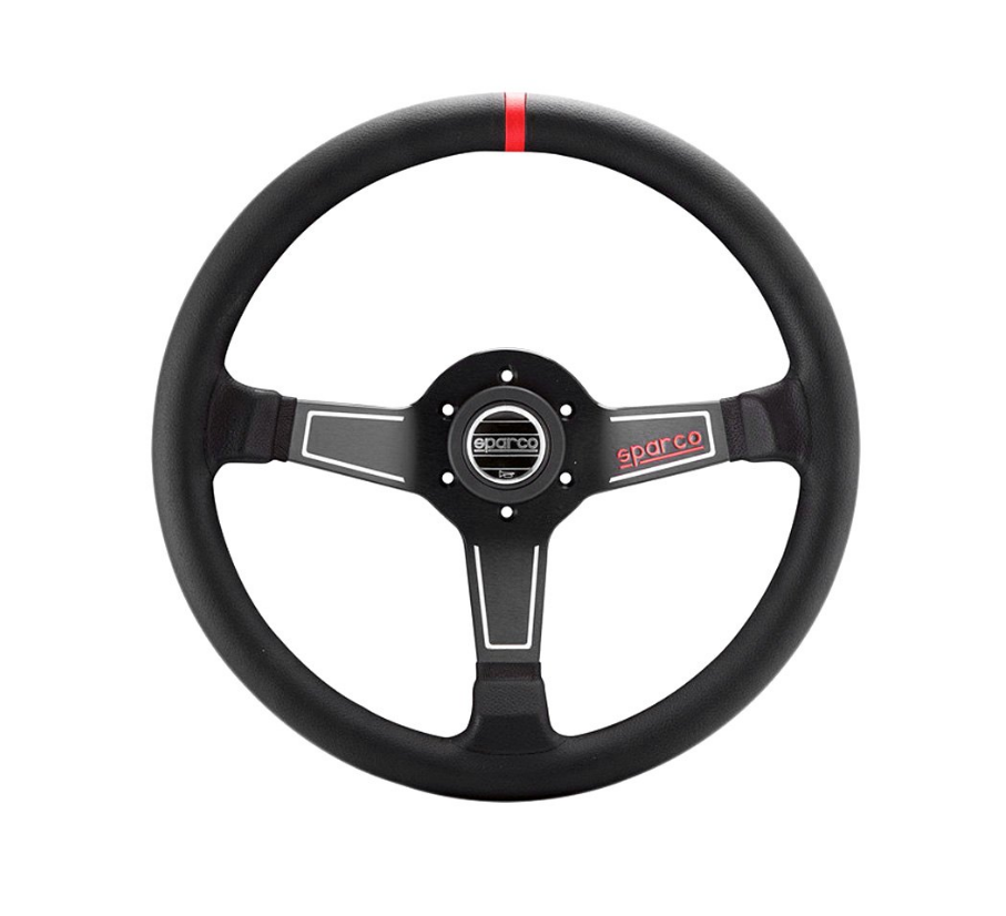 Sparco 3-Spoke L575 Series Street Racing Black Leather Steering Wheel - Dirty Racing Products