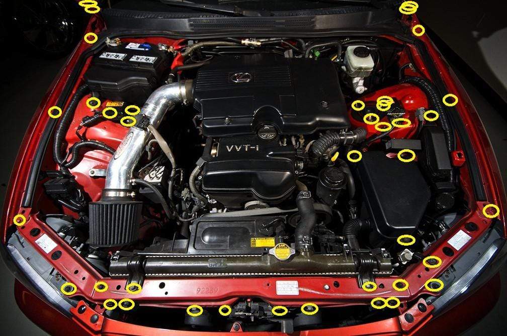 Lexus IS300 (1998-2005) SXE10/JCE10/GXE10 Titanium Dress Up Bolts Full Engine Bay Kit - Dirty Racing Products