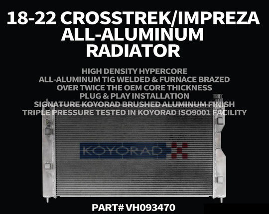 Koyo All-Aluminum Radiator Subaru Crosstrek / Impreza 2.0L/2.5L 2017-2022 - Dirty Racing Products