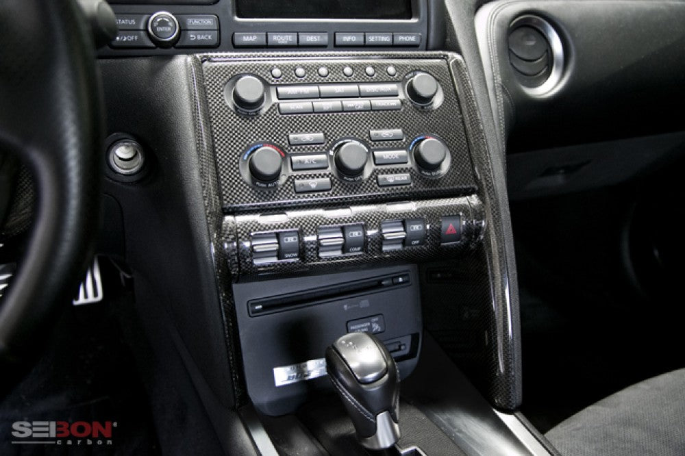 Seibon Carbon Fiber Center Control Trim Set - Nissan GT-R 2009-2014 - Dirty Racing Products