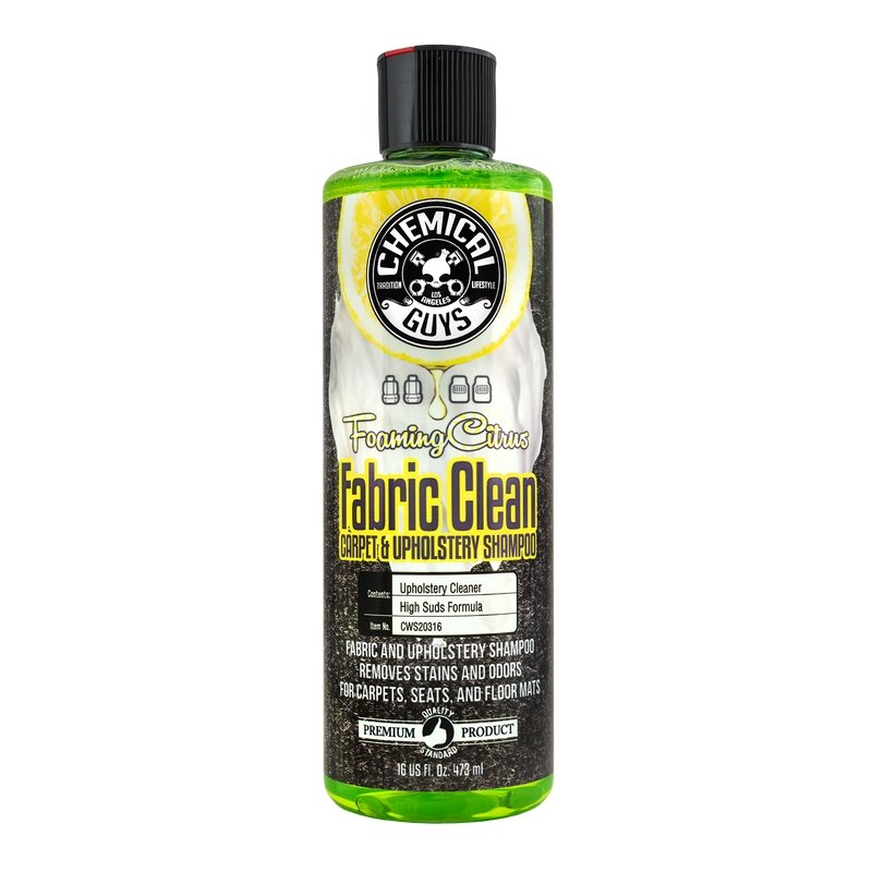 Chemical Guys Foaming Citrus Fabric Clean Carpet/Upholstery Shampoo & Odor Eliminator - 16oz (P6) - Dirty Racing Products