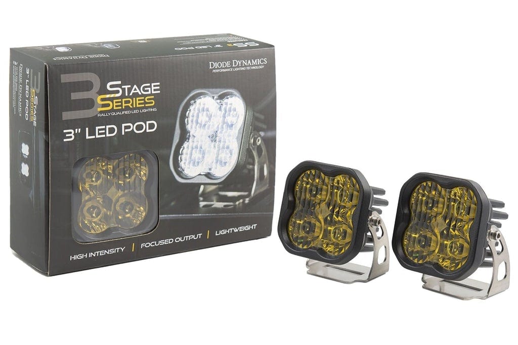 Diode Dynamics Stage Series 3" SAE/DOT Yellow Sport LED Pod (Pair) - Universal - Dirty Racing Products