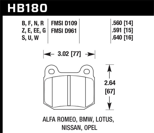 Hawk Performance HP Plus Rear Brake Pads - Subaru STI 2004-2017 / Mitsubishi Evo / OEM Brembo Applications - Dirty Racing Products