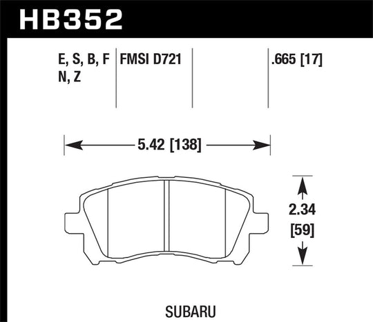Hawk Performance Ceramic Front Brake Pads - Subaru WRX 2002 / 2.5RS 1999-2001 - Dirty Racing Products