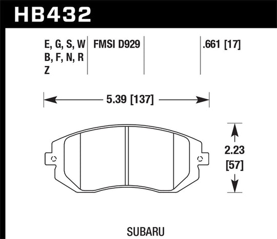 Hawk Performance HP Plus Front Brake Pads - Subaru WRX 2003-2005 / Forester 2003-2010 - Dirty Racing Products