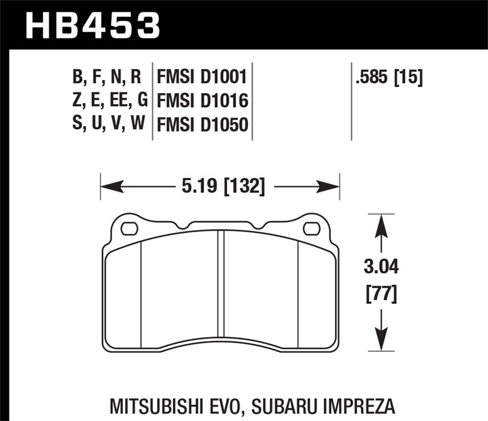 Hawk Performance Ceramic Front Brake Pads - Subaru STI 2004-2017 / Mitsubishi Evo / OEM Brembo Applications - Dirty Racing Products