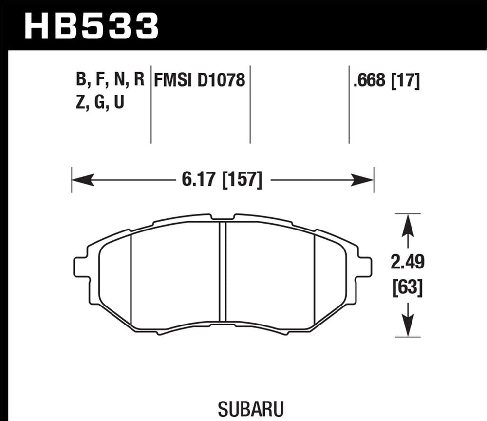Hawk Performance HPS 5.0 Front Brake Pads - Subaru WRX 2015-2021 / Forester / Legacy - Dirty Racing Products