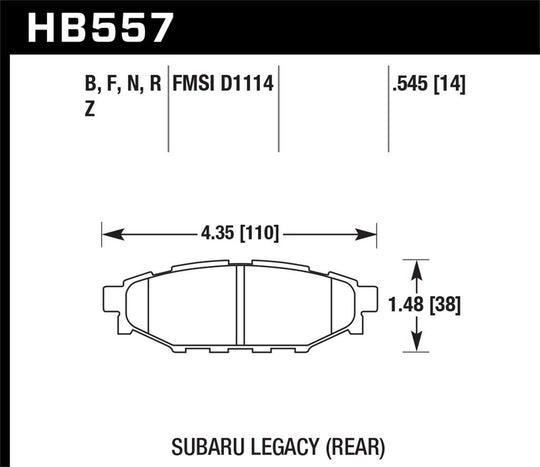 Hawk Performance Ceramic Rear Brake Pads - Subaru WRX 2008+ WRX / BRZ / Crosstrek / Forester - Dirty Racing Products