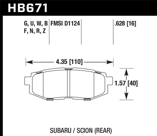 Hawk Performance HP Plus Rear Brake Pads - Scion FR-S 2013-2016 / Subaru BRZ 2013+ / Toyota 86 2017+ - Dirty Racing Products