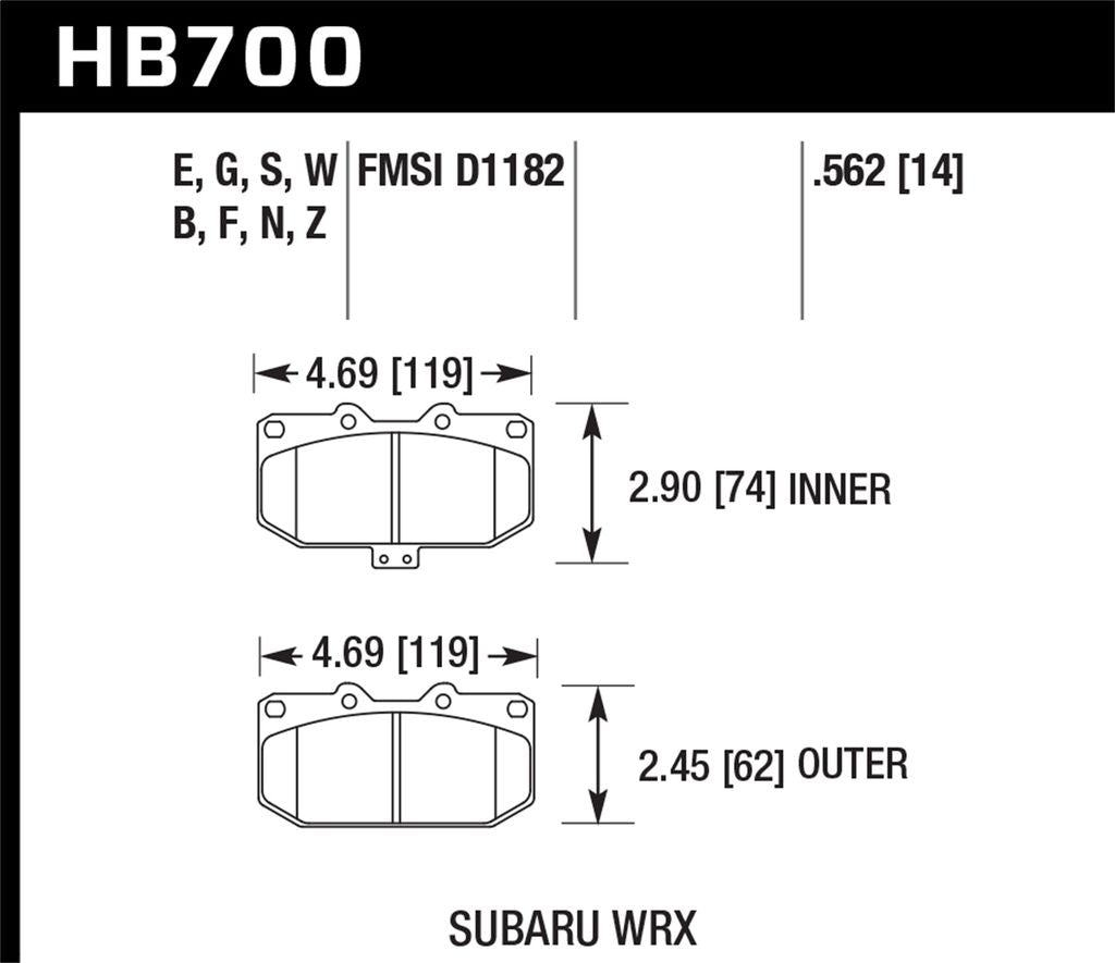 Hawk Performance Ceramic Front Brake Pads - Subaru WRX 2006-2007 - Dirty Racing Products