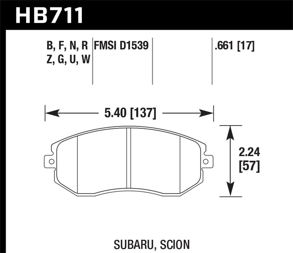 Hawk Performance HP Plus Front Brake Pads - Subaru BRZ 2013+ / Scion FR-S 2013-2016 - Dirty Racing Products