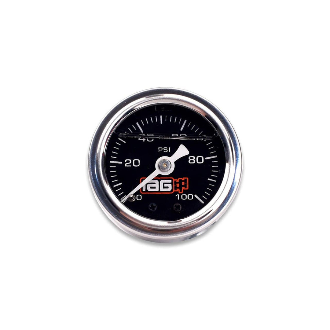 IAG Performance 0-100 PSI Liquid Filled Fuel Pressure Gauge (Black Face) - Universal - Dirty Racing Products
