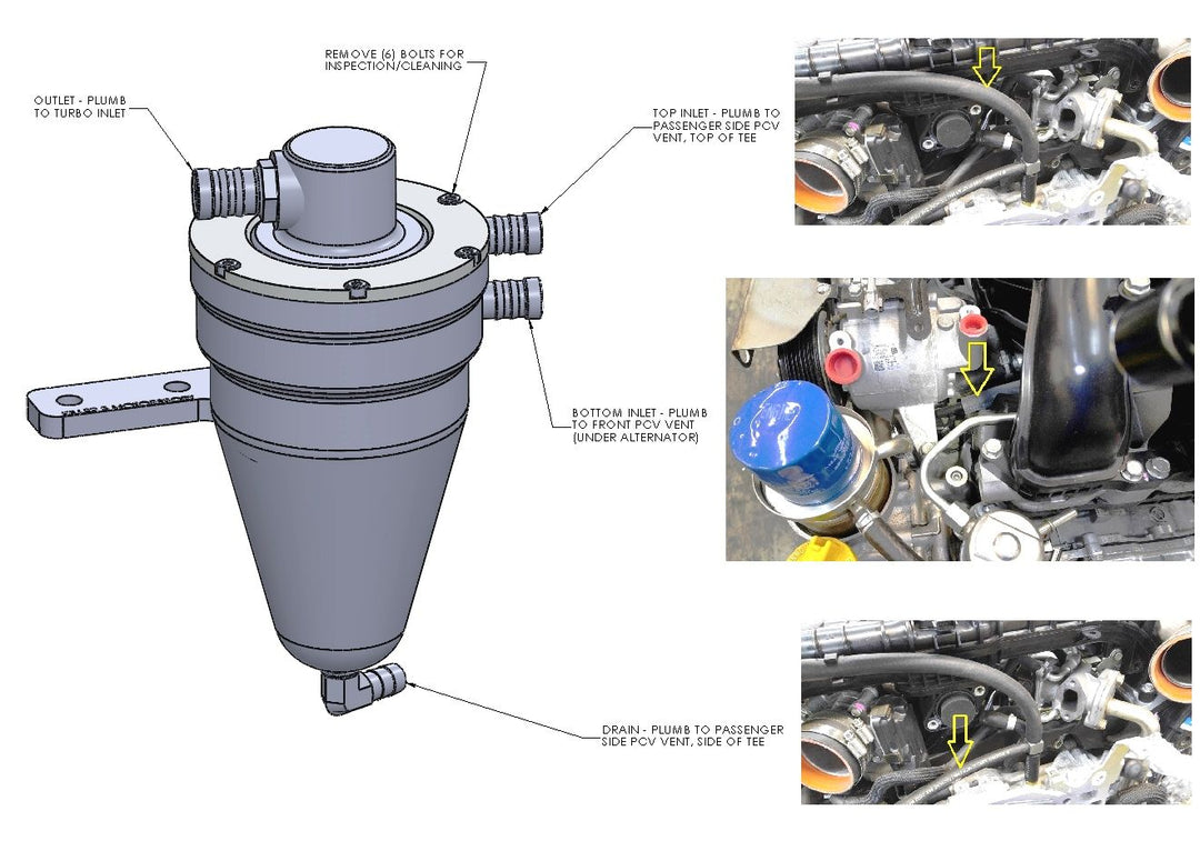 Killer B Motorsport Air Oil Separator w/Plumbing Subaru 2002-2007 WRX & STi / 2004-2008 FXT - Dirty Racing Products