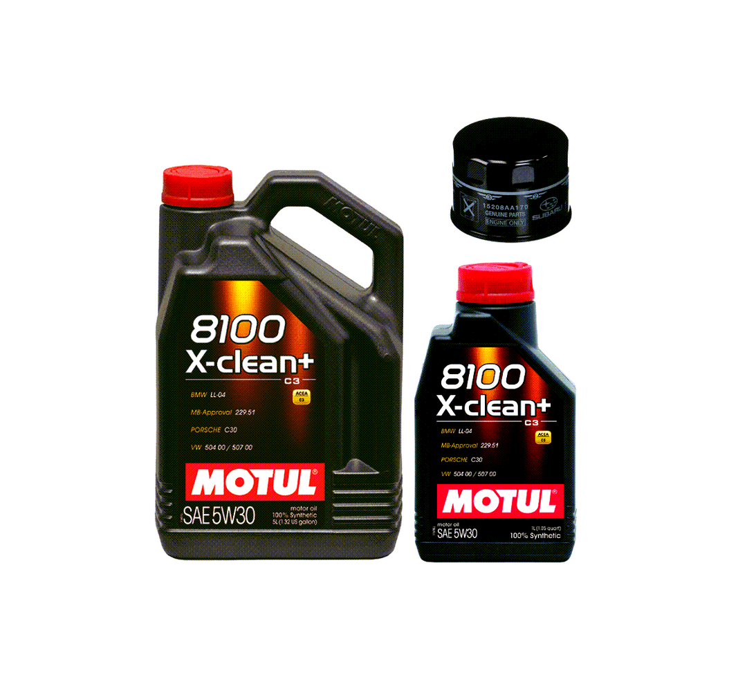 Motul 8100 5W30 X-CLEAN Plus Subaru Oil Change Kit (15+ WRX/14-18 Forester) - Dirty Racing Products