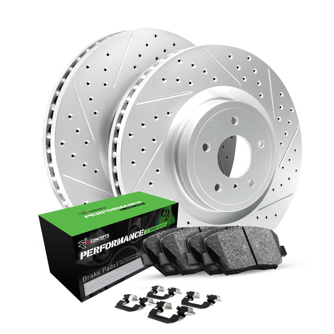 R1 Concepts Brake Rotors Carbon Coated D/S w/Perf Sport Pads Subaru WRX 2021-15 - Dirty Racing Products