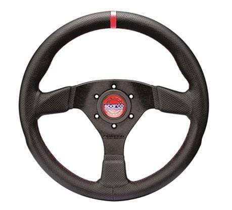 Sparco Steering Wheel R383 Champion Black Leather / Black Stitching - Universal - Dirty Racing Products
