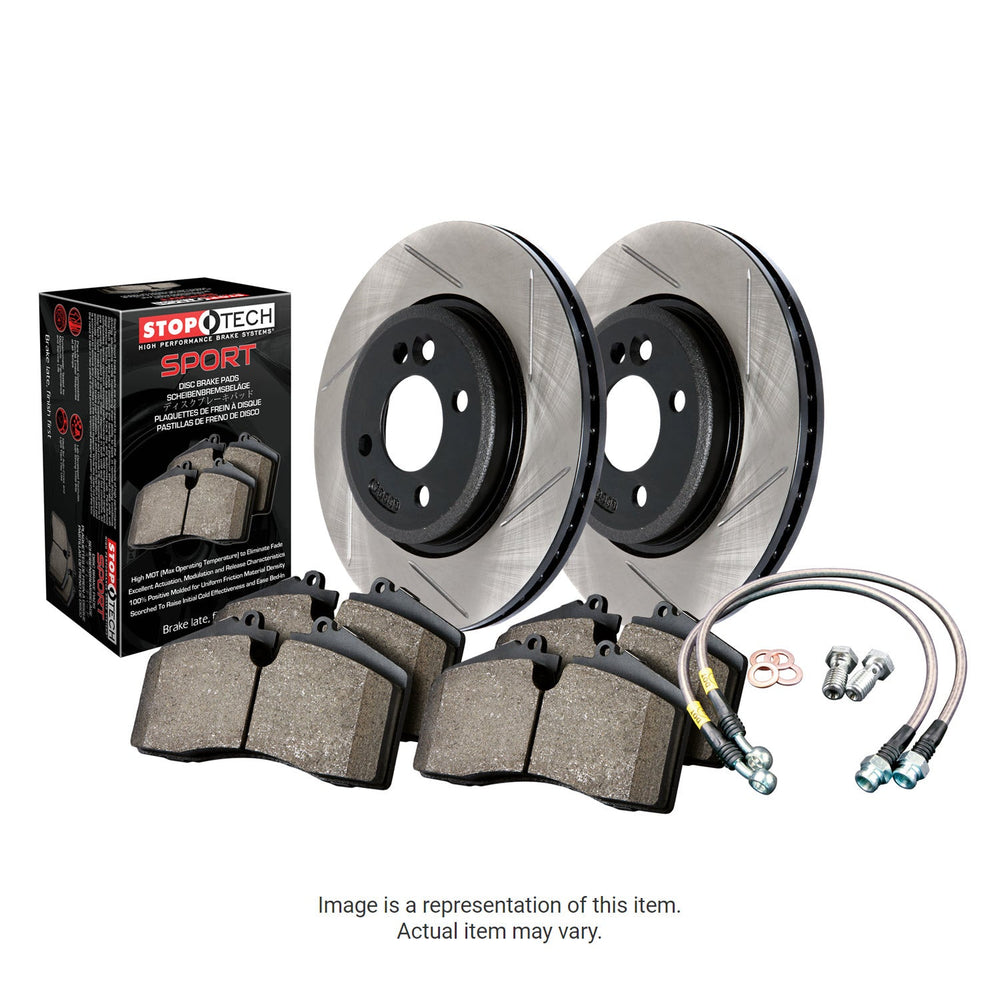 StopTech Front & Rear Slotted Sport Brake Kit Subaru STI 2004 - Dirty Racing Products