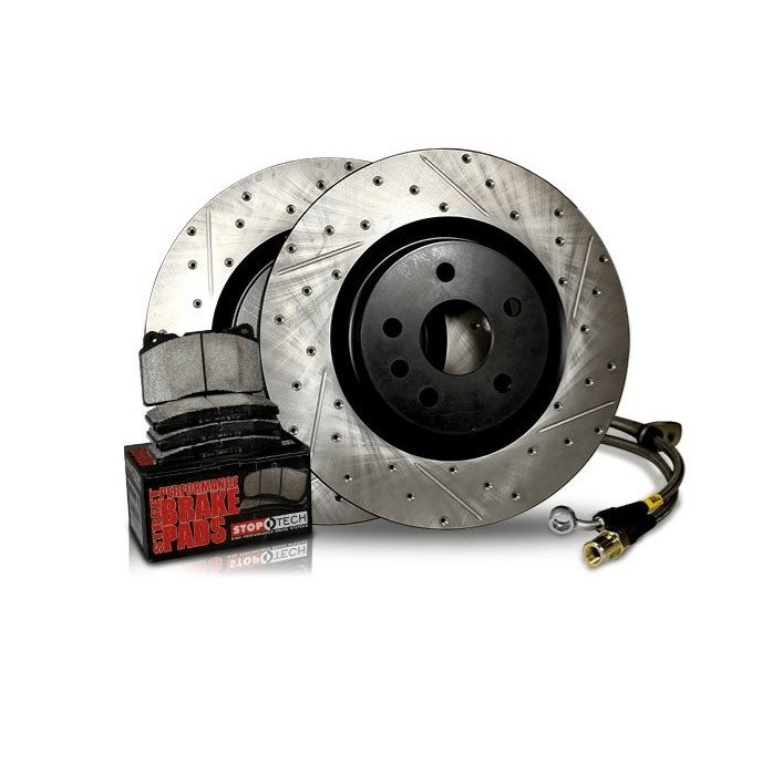 StopTech Front Slotted & Drilled Sport Brake Kit Subaru WRX 2009-2010 - Dirty Racing Products