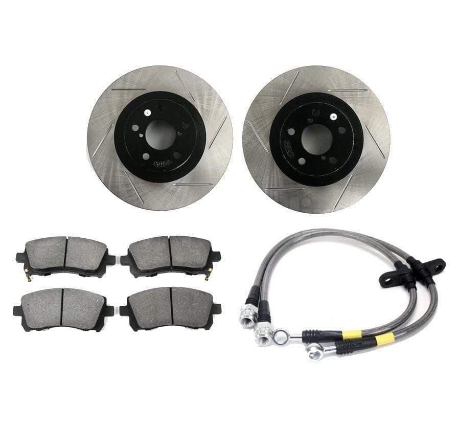 StopTech Front Slotted Sport Brake Kit Subaru WRX 2002-2003 - Dirty Racing Products