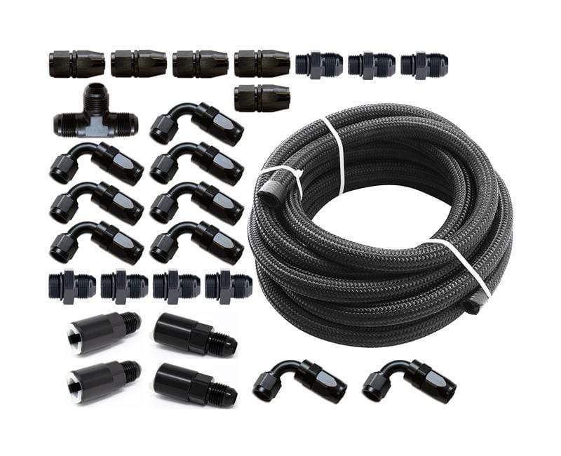 Torque Solution Braided Fuel Line Kit for -6 Aeromotive FPR and Flex Fuel Kit Subaru WRX 2002-2014, STI 2007+, LGT, FXT - Dirty Racing Products